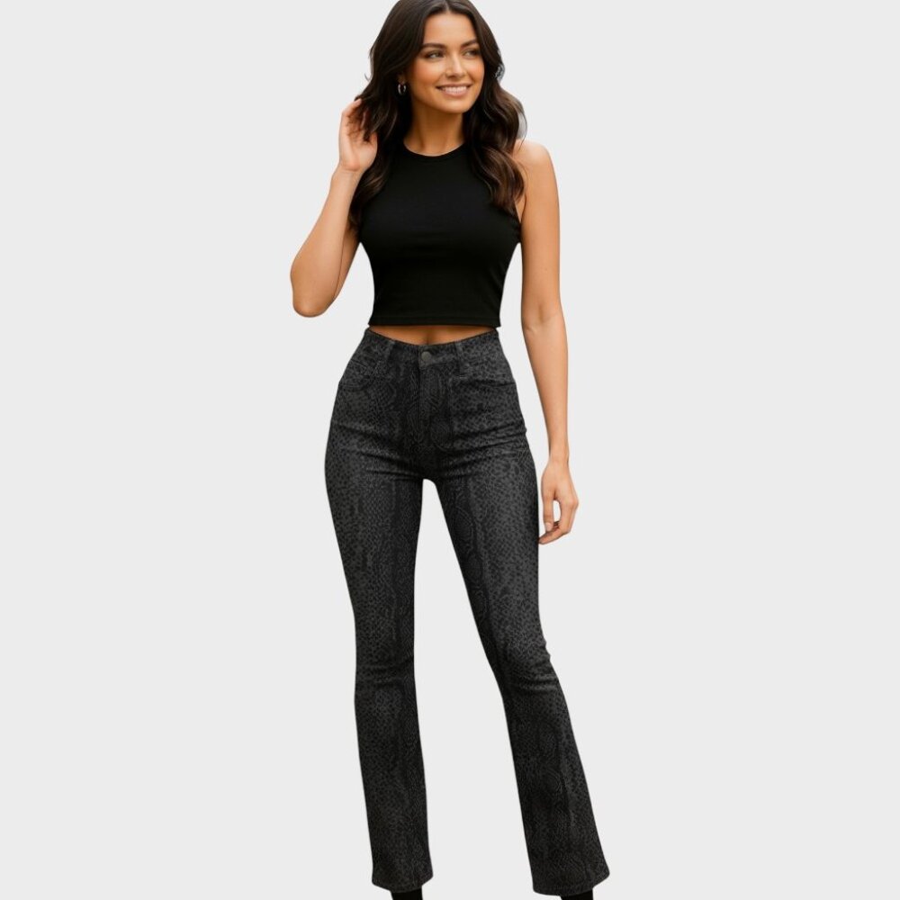 NYDJ Jeggings Womens 4 Charcoal Snakeskin Skinny Stretch Slimming Luxe